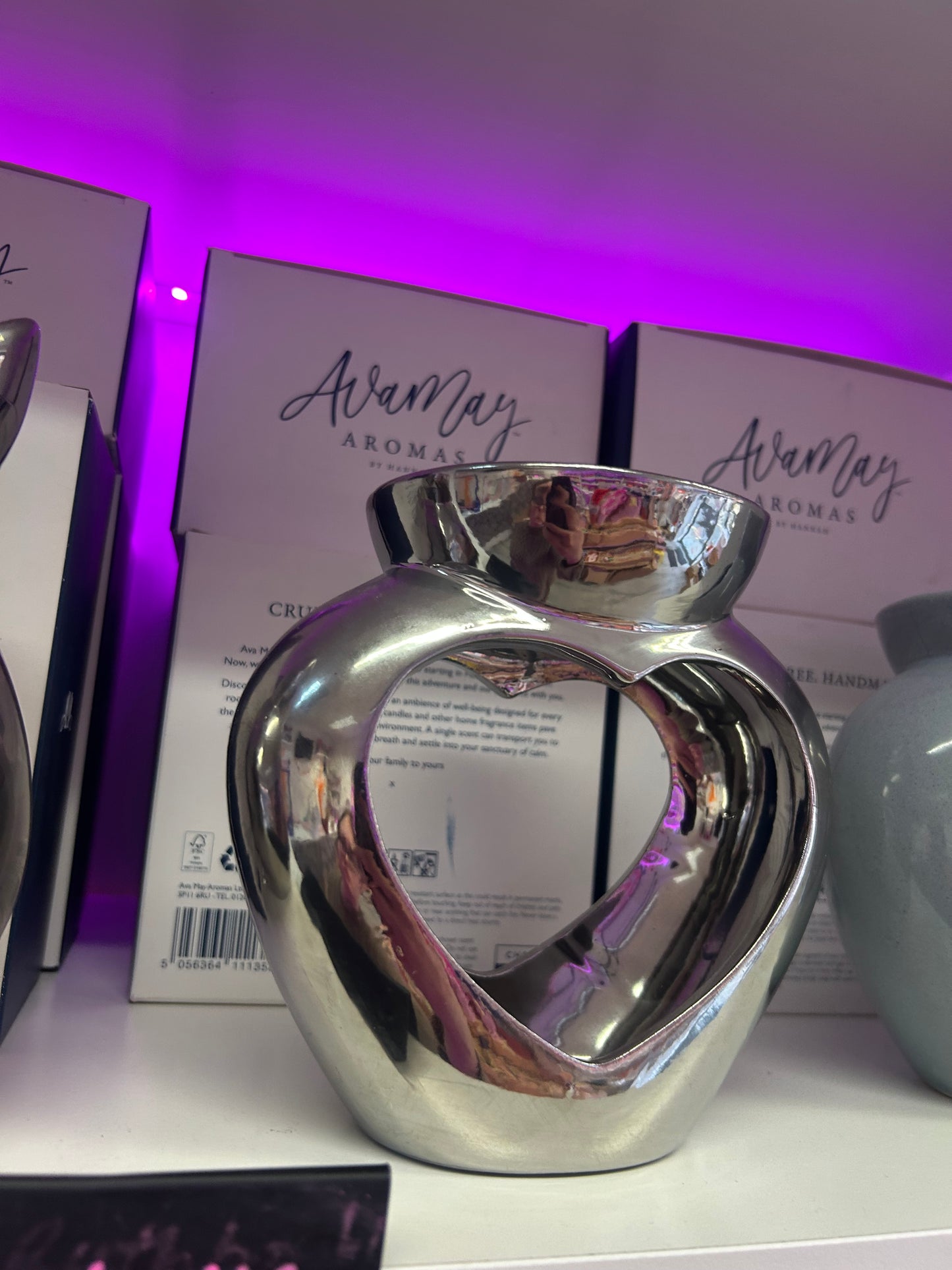 Chrome heart tealight burner with one free wax tub