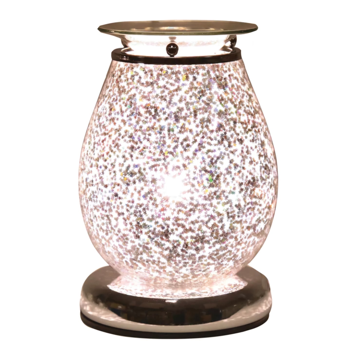 Silver glitter electric burner and 3 wax melt tubs