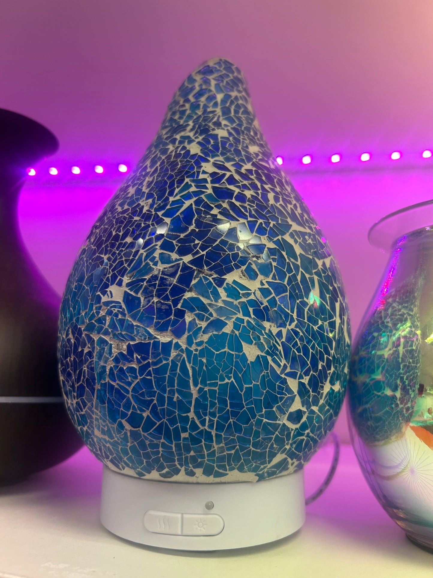 Blue mosaic electric oil diffuser with two free bottles of oil