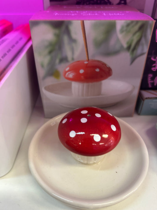 Mushroom incense stick holder with a free pack of incense sticks