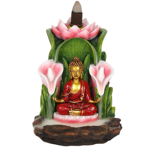 Colourful Buddah backflow incense burner with one pack of incense cones