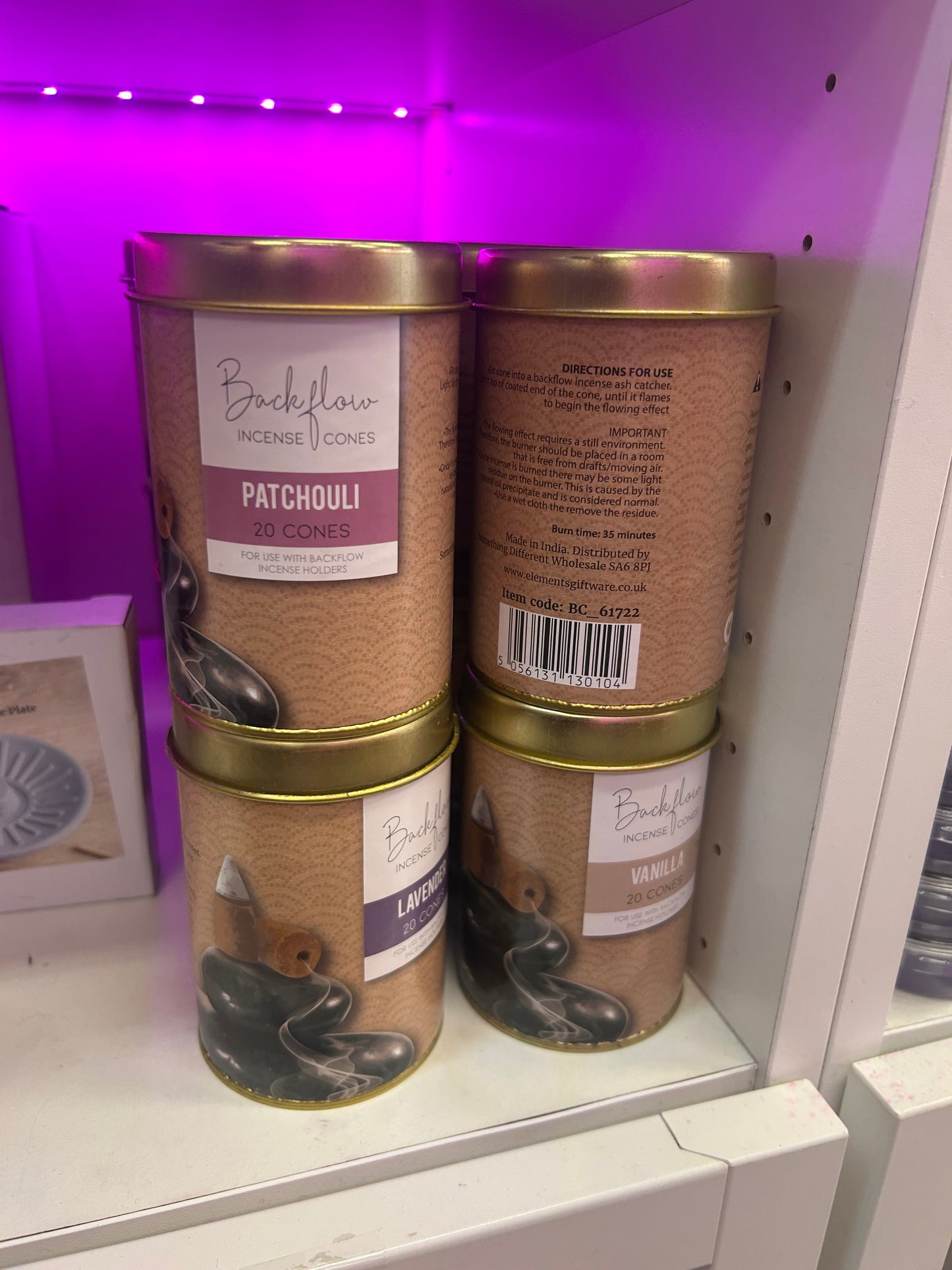 Incense back flow cones