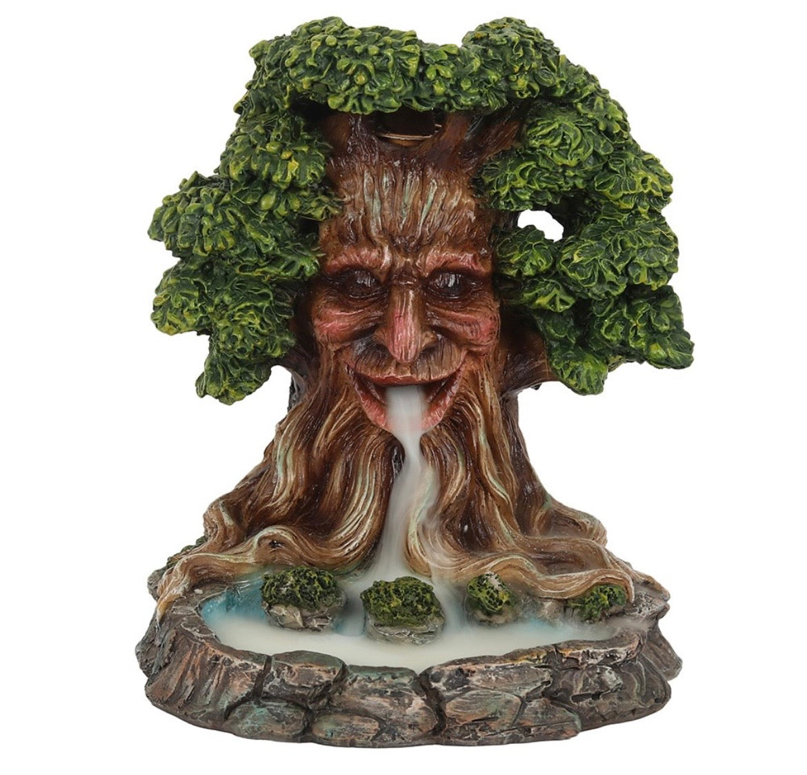 Tree man pond black flow incense burner with one pack of cones