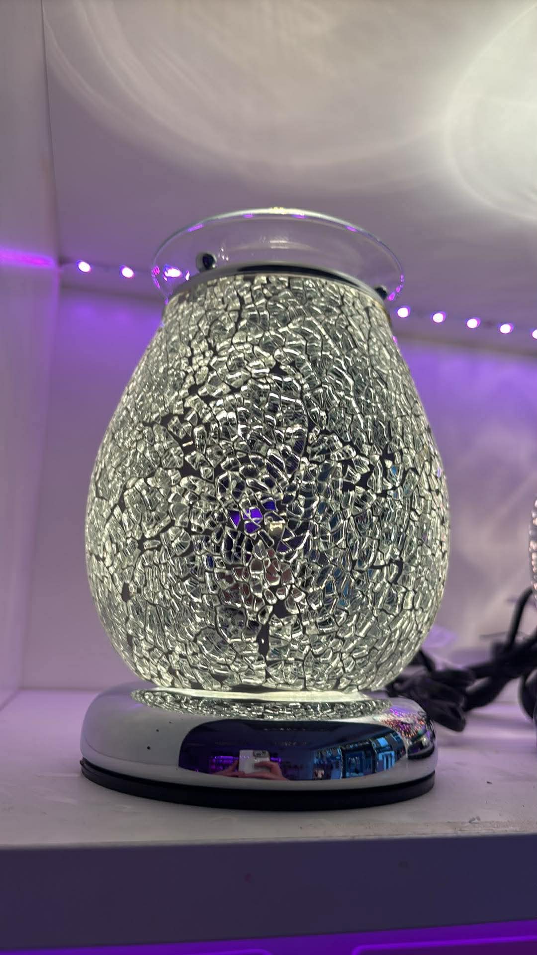 Silver mosaic burner with three free wax tubs
